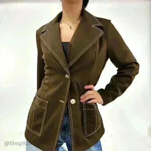 Jack Winter Women's Blazer Long Sleeve  Pockets Jacket Brown Size